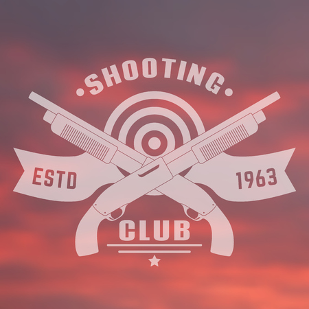 Shooting club logo, emblem with crossed shotgunsのイラスト素材
