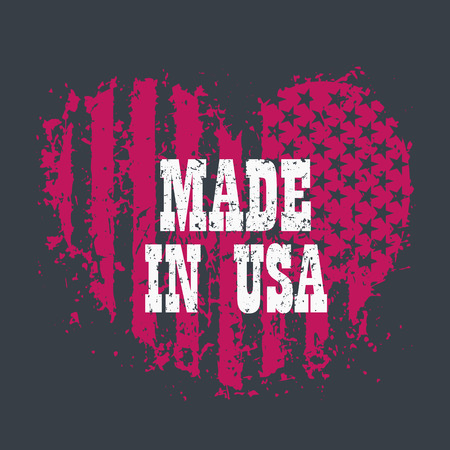 Made in usa, heart with american flag, t-shirt printのイラスト素材