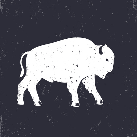 buffalo silhouette, logo element, vector illustrationのイラスト素材