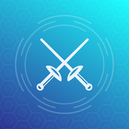 fencing icon with crossed swords, foils, illustrationのイラスト素材