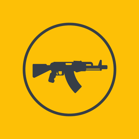 automatic gun icon in circle, russian assault rifle, firearmのイラスト素材