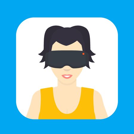 VR headset, girl in virtual reality glasses icon in flat style, vector illustrationのイラスト素材