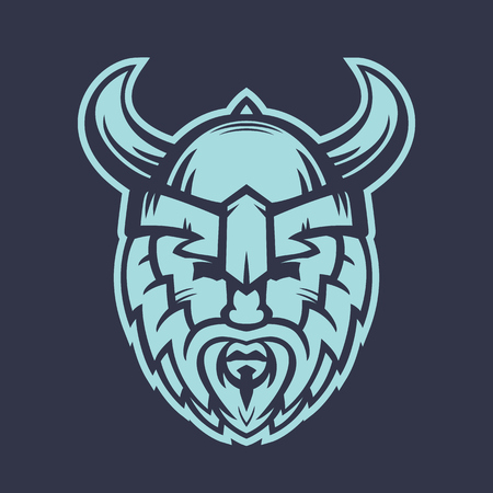 Vikings logo element, warrior in helmet with hornsのイラスト素材