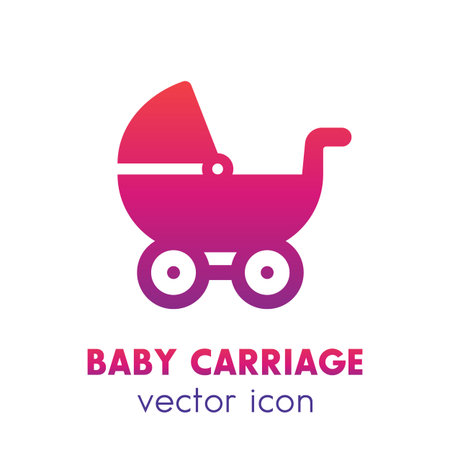 baby carriage icon over white, vector illustrationのイラスト素材