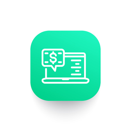 internet banking line icon on green shapeのイラスト素材