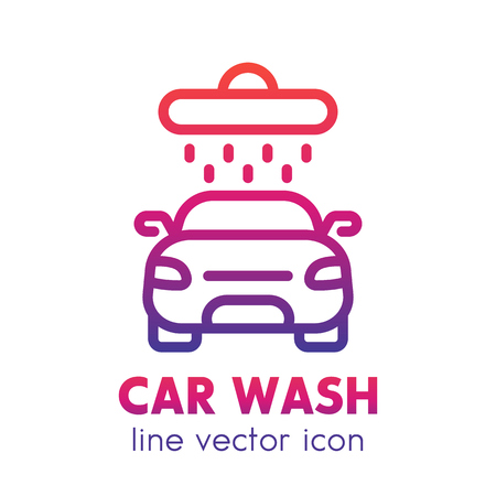 car wash icon, linear logo element over whiteのイラスト素材