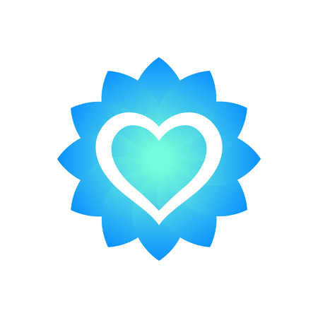 Heart outline with flower shape, logo element on whiteのイラスト素材