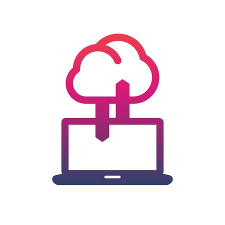 sync with cloud icon, data upload, connection, synchronization symbol over whiteのイラスト素材