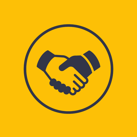 handshake, partnership, deal icon in circle, vector illustrationのイラスト素材