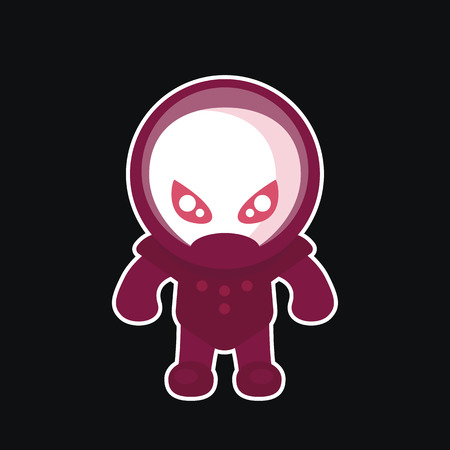 alien in space suit, sticker in flat style on dark, vector illustrationのイラスト素材