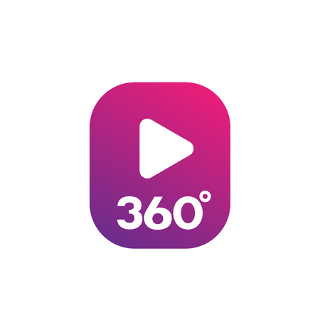 360 degrees video content vector icon over whiteのイラスト素材
