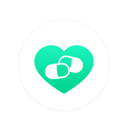 Heart pills logo element, pharmacy vector signのイラスト素材