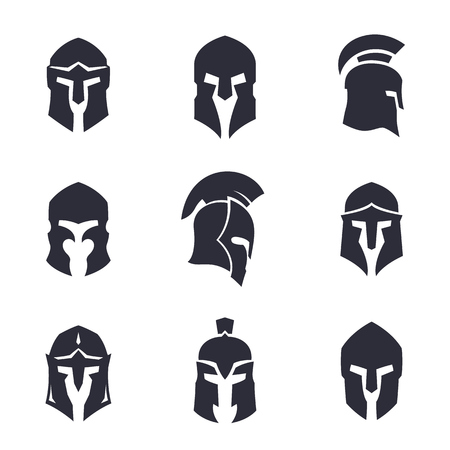 helmets set, spartan, greek and roman, ancient armorのイラスト素材