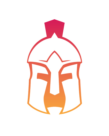 Spartan, greek helmet outline on whiteのイラスト素材