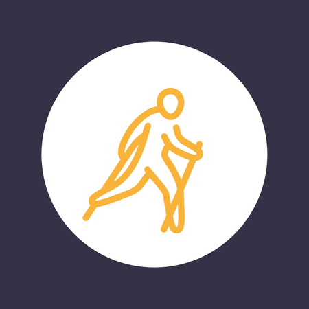 nordic walking line icon isolated on whiteのイラスト素材