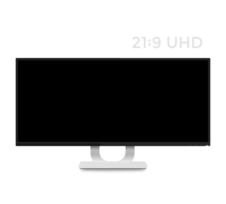 monitor mockup on white, realistic display with ultra wide screenのイラスト素材