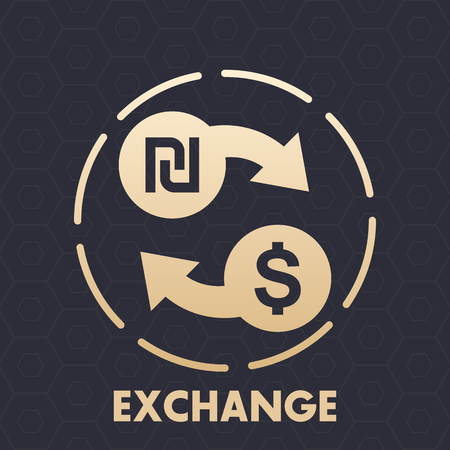 shekel to dollar exchange vector iconのイラスト素材