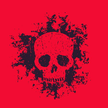 t-shirt print with grunge skull illustrationのイラスト素材
