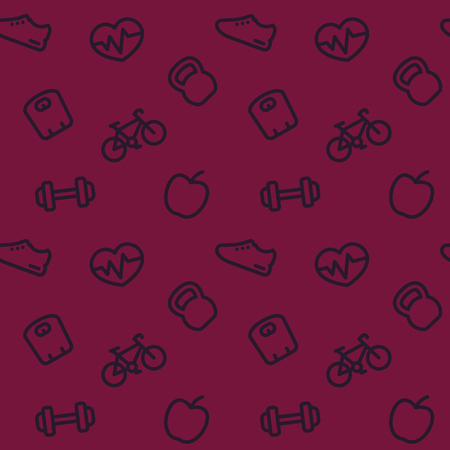 fitness pattern, dark seamless backgroundのイラスト素材