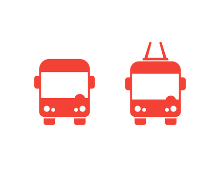 Bus and trolleybus icons isolated on whiteのイラスト素材