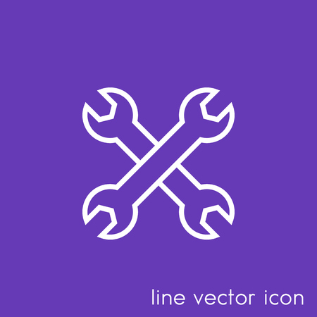 crossed wrenches icon, tools, repair service linear vector pictogramのイラスト素材
