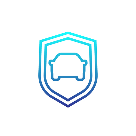 car and shield linear iconのイラスト素材