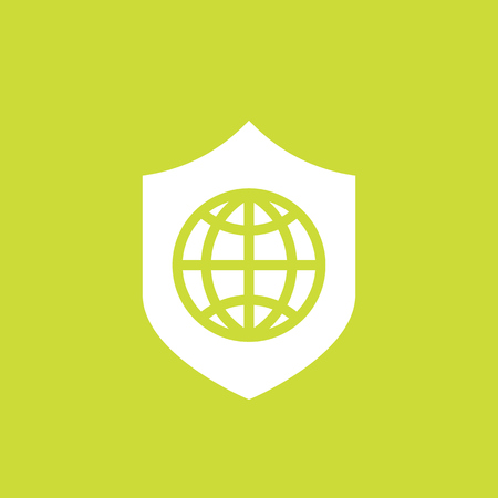 network security icon with shield and globeのイラスト素材
