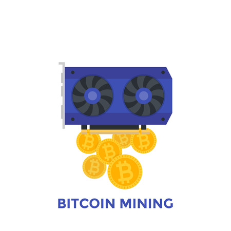 Bitcoin mining vector illustrationのイラスト素材
