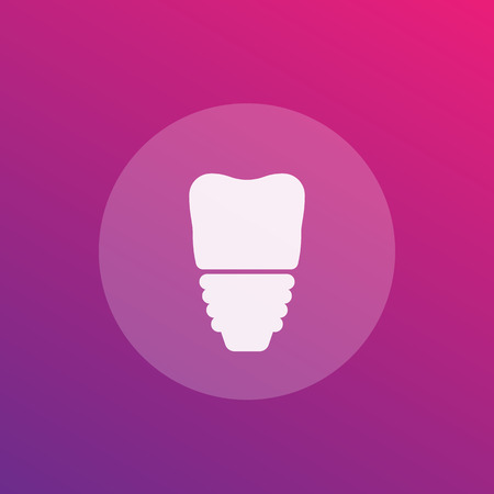 Tooth implant vector icon illustration on violet background.のイラスト素材