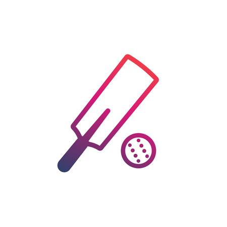 Cricket bat and ball vector icon on white background.のイラスト素材
