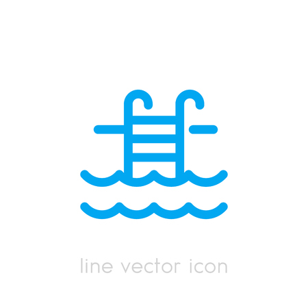 Pool icon, linear on white background illustration.のイラスト素材