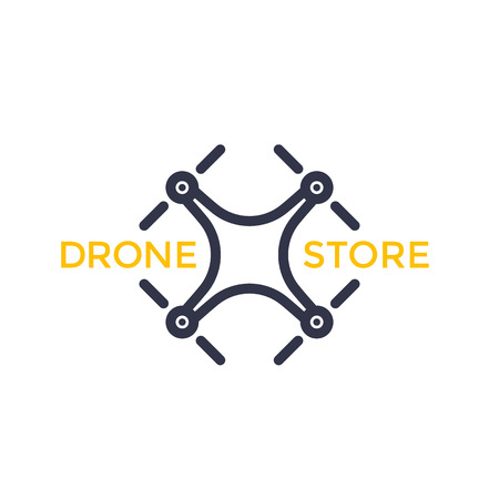 Drone store vector icon with quadrocopter illustration.のイラスト素材