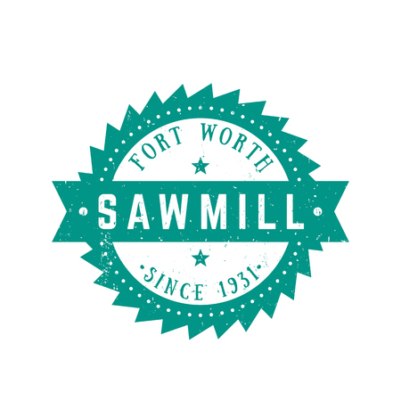 Sawmill logo, retro emblem in vintage styleのイラスト素材