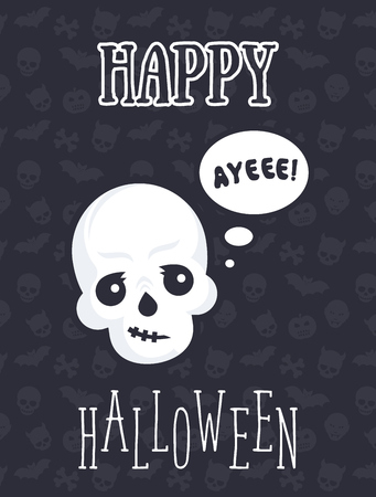 halloween poster with funny skullのイラスト素材