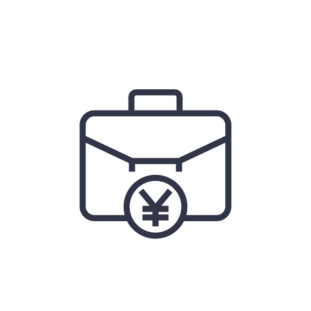 Portfolio icon with yuan symbol, linear pictogram.のイラスト素材