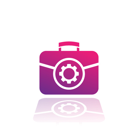A portfolio icon with gear isolated on plain background.のイラスト素材