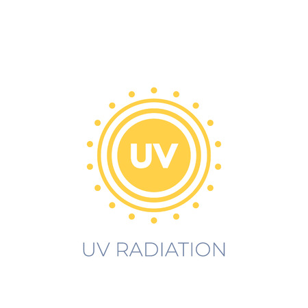 UV radiation vector icon on whiteのイラスト素材