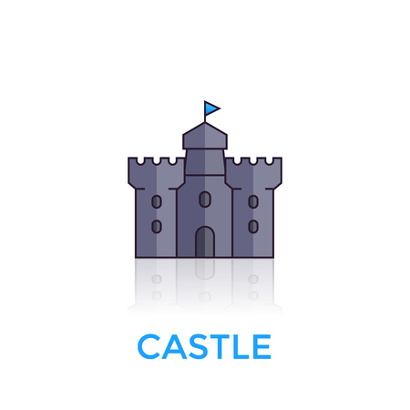 Castle, medieval fortress vector icon on white background.のイラスト素材