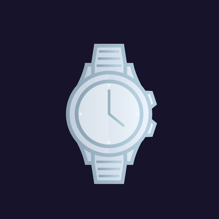Silver watch vector illustration on dark background.のイラスト素材