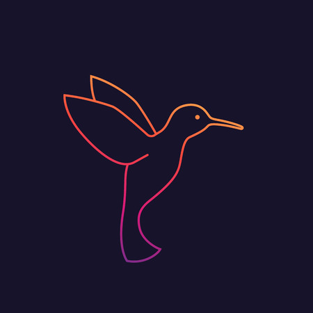 hummingbird, colibri vector logo, linear styleのイラスト素材