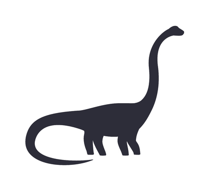 Dinosaur, diplodocus silhouette isolated on whiteのイラスト素材