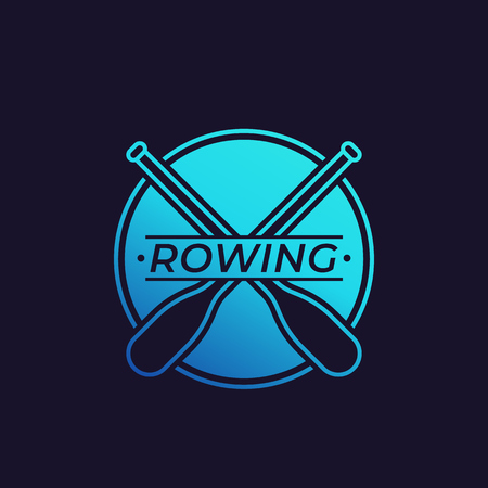 Rowing vector logo with oars, paddlesのイラスト素材