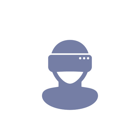 VR headset, man in virtual reality glasses vector iconのイラスト素材
