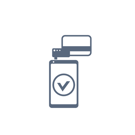 mobile terminal vector icon on white, payments with card and smartphoneのイラスト素材
