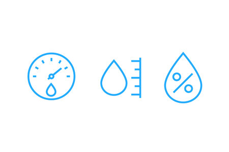 Hygrometer, humidity vector line iconsのイラスト素材