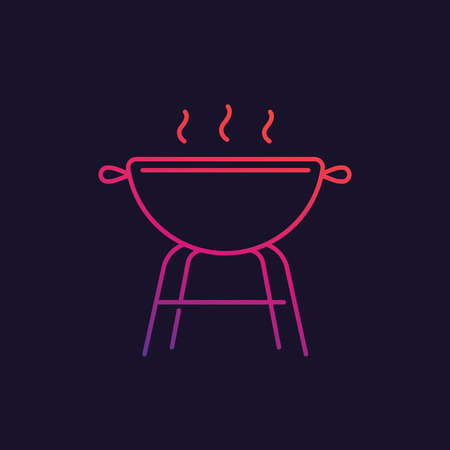 barbecue grill vector line iconのイラスト素材