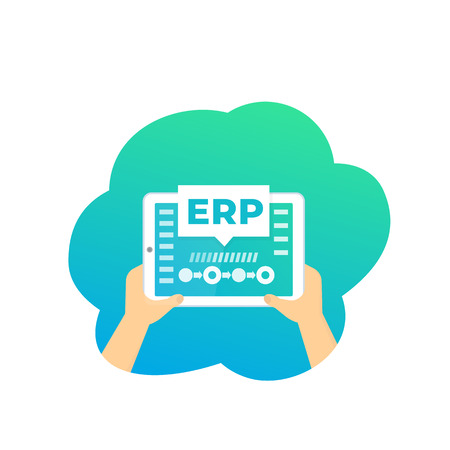ERP, enterprise resource planning softwareのイラスト素材