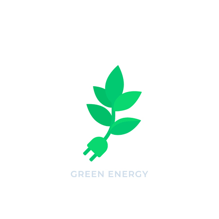 plant with electric plug, green energy vector logoのイラスト素材