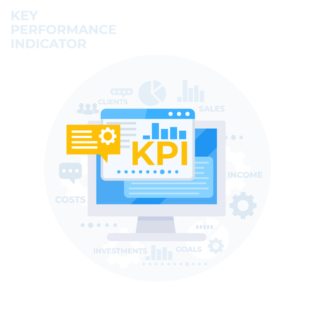 KPI, Key Performance Indicator vector illustration, management, business analyticsのイラスト素材