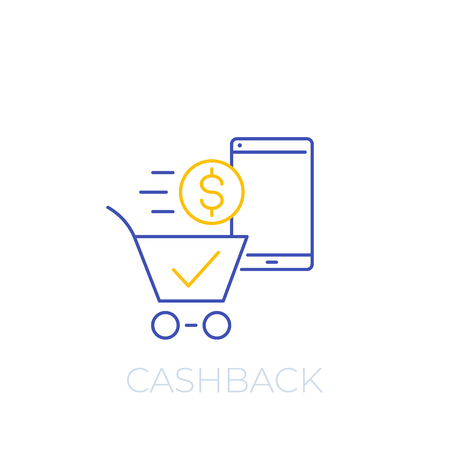 cashback offer vector line iconのイラスト素材